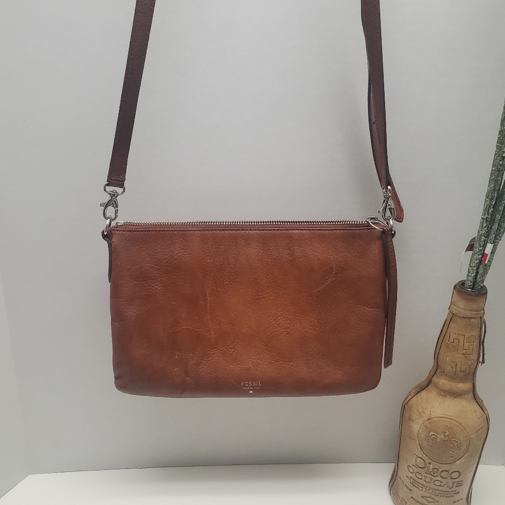 Fossil Crossbody Leather Silver Hardware